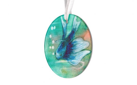 Blue Inky Betta Fish Ornament