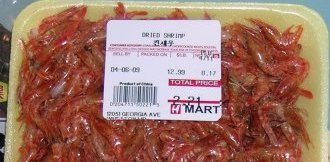 Dried Shrimp Package of dried shrimp.