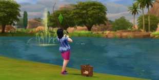 The Sims 4 Fishing Skill - a Sim Catching Fish